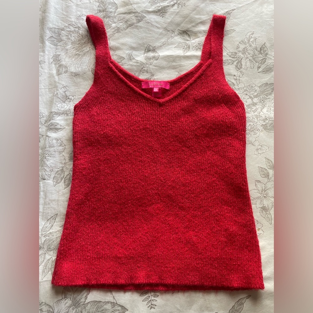 Lilly Pulitzer Leonette Red Wool Blend Sweater‎ Tank Top Small Classic Casual